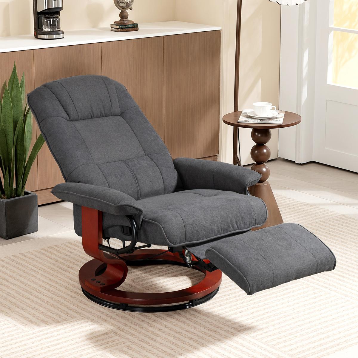 RELAXSESSEL Polyester Grau - Naturfarben/Grau, Holz/Textil (78/100/87cm) - HOMCOM