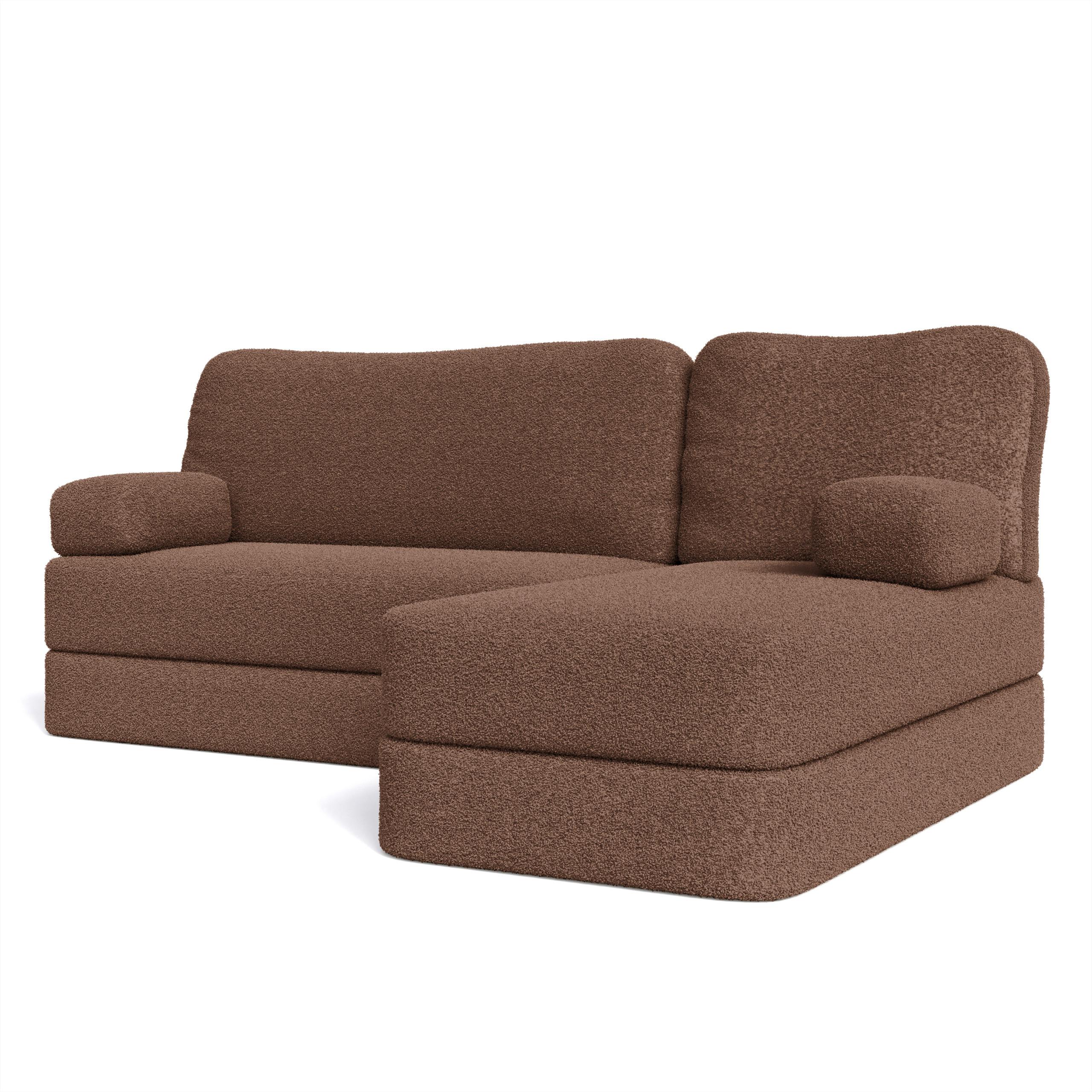 ECKSOFA SABI modulares Boneless Sofa mit Schlaffunktion Braun Boucle-Stoff - Braun, Textil (200/120cm) - MASSENO