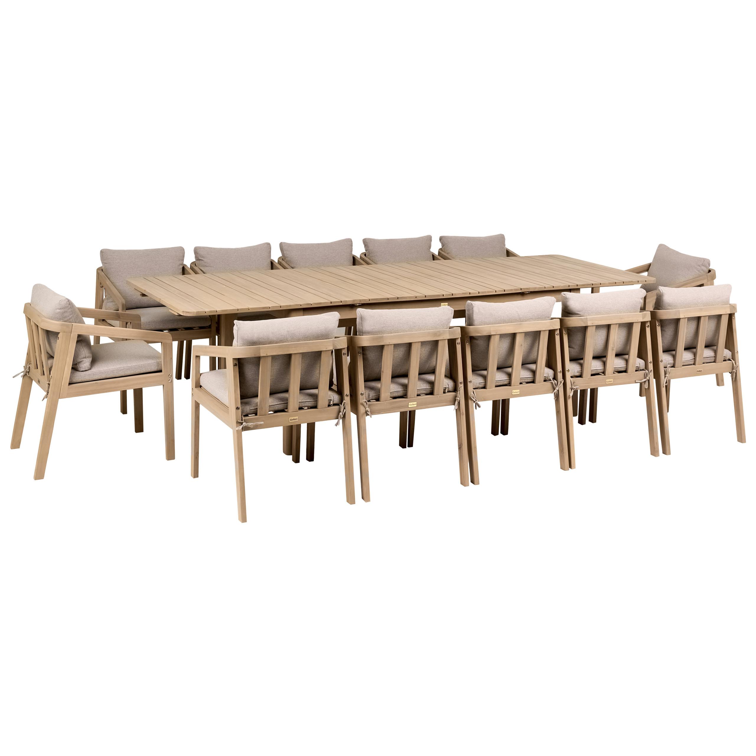 GARTENMÖBEL-SET 12-Sitzer zertifiziertes Akazienholz Hellbraun Toscanella - Hellbraun/Beige, Holz - Beliani