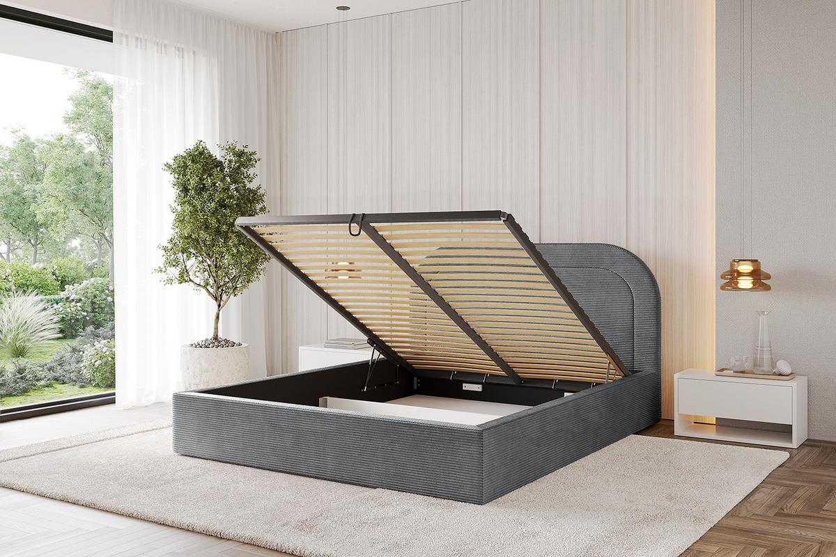 POLSTERBETT mit Bettkasten und Lattenrost, Boxbett ohne Matratze - LERAY 120x200 Dunkelgrau - Anthrazit, Holzwerkstoff/Textil (120/200cm) - ALTDECOR