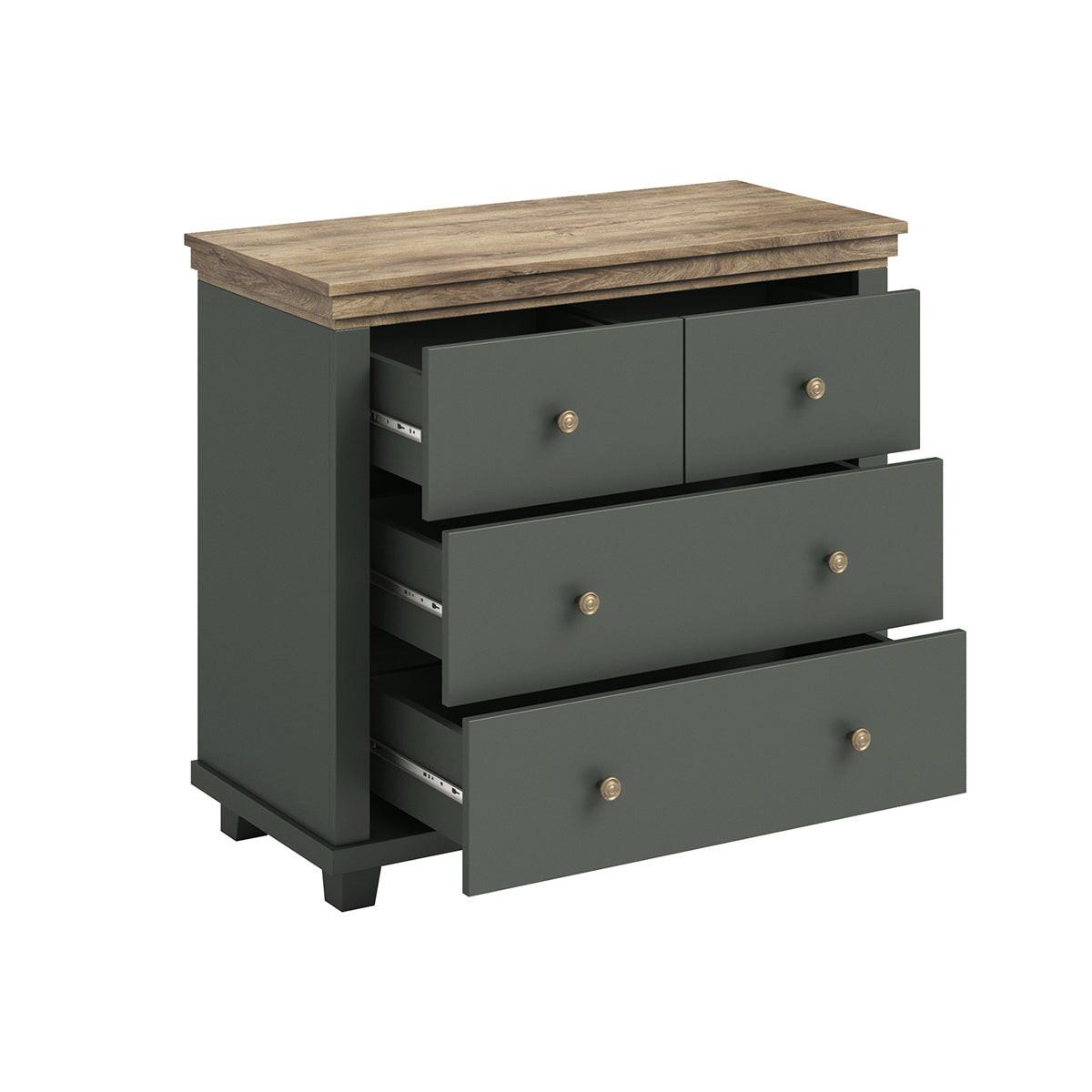 KOMMODE Martin Grün und Holz - Grün, Holzwerkstoff (90/80.5/42cm) - Petits-meubles