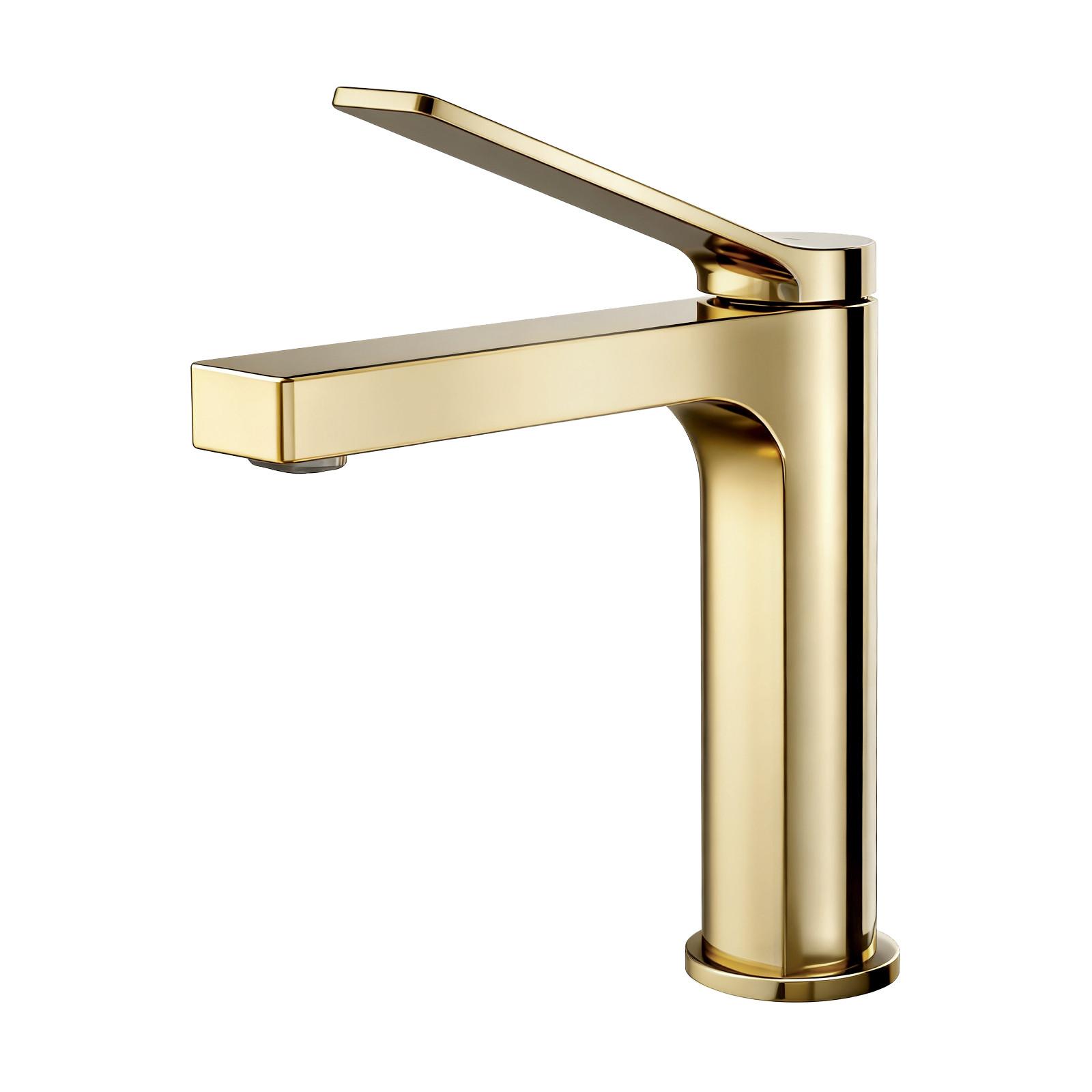 WASCHTISCHARMATUR mit Spulen-Zertifiziertem Filterelement Champagnergold 17,3/19,5 cm - Goldfarben, Metall (17.3/4.6/19.5cm) - EMKE