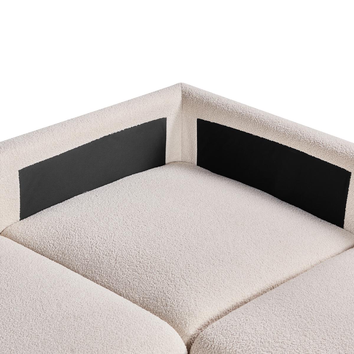ECKSOFA Modul 5-Sitzer Bouclé Cremeweiß linksseitig Mesnali - Creme, Textil (268/268cm) - Beliani
