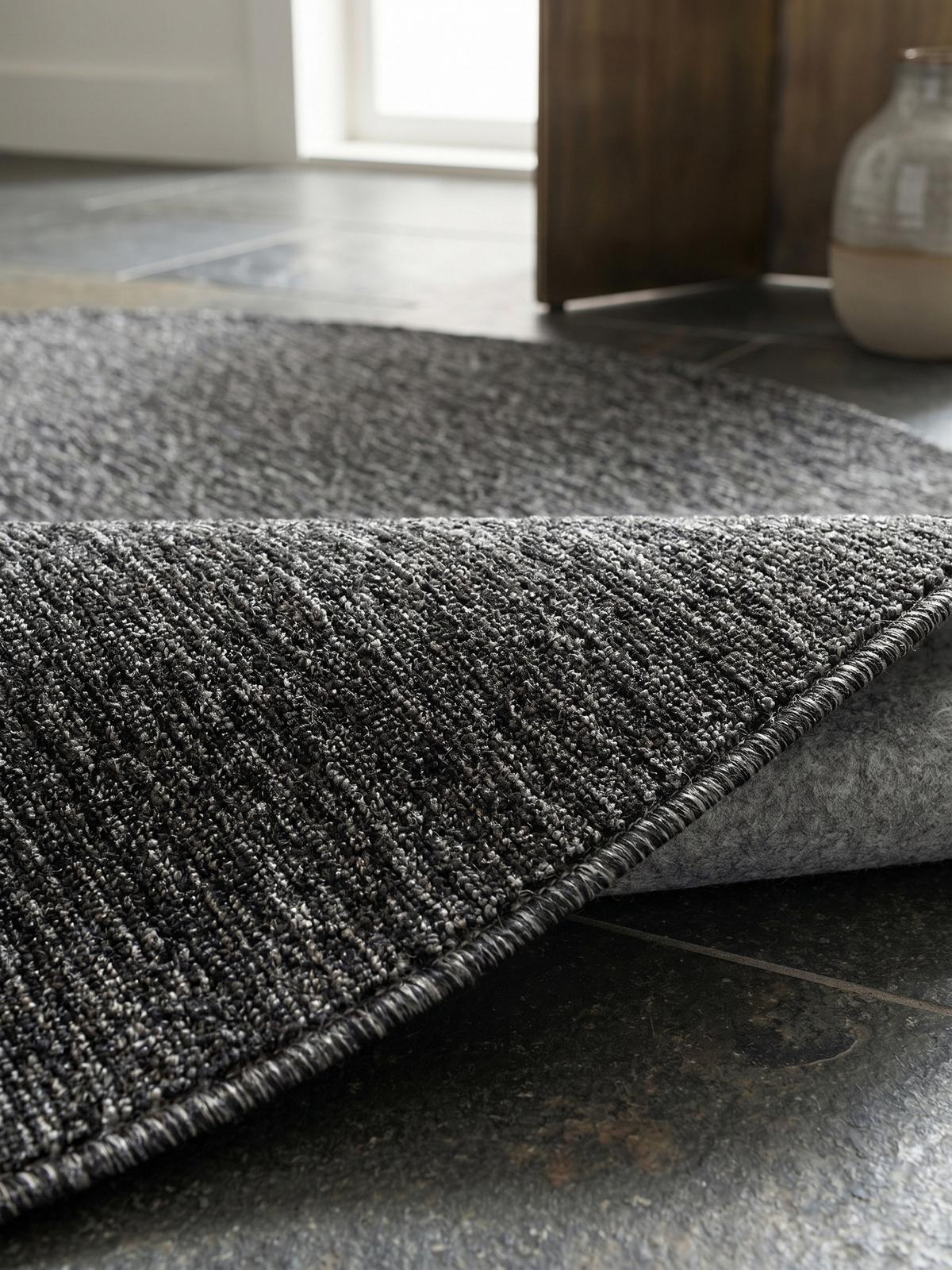 KURZFLORTEPPICH AMMER, einfarbig, Anthrazit, Ø 160 cm - Anthrazit, Textil (160/160cm) - KADIMA DESIGN