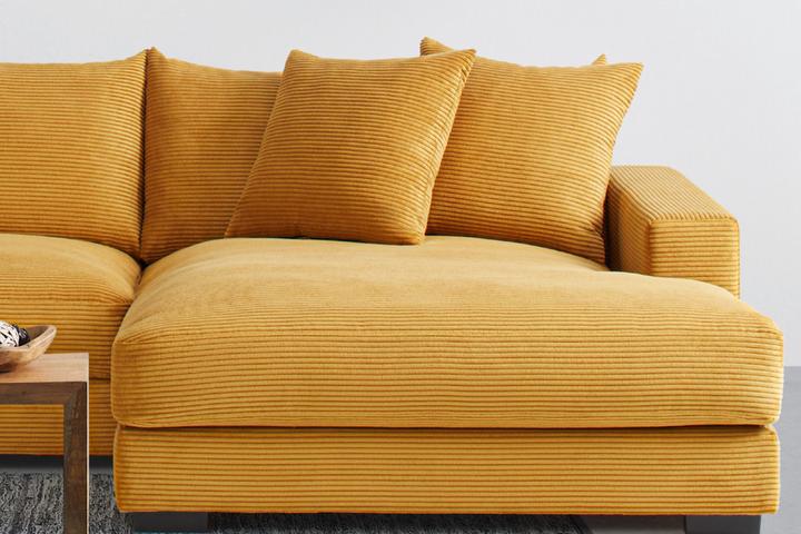 Wohnlandschaft Messingfarbe L-Form inkl. Kissen