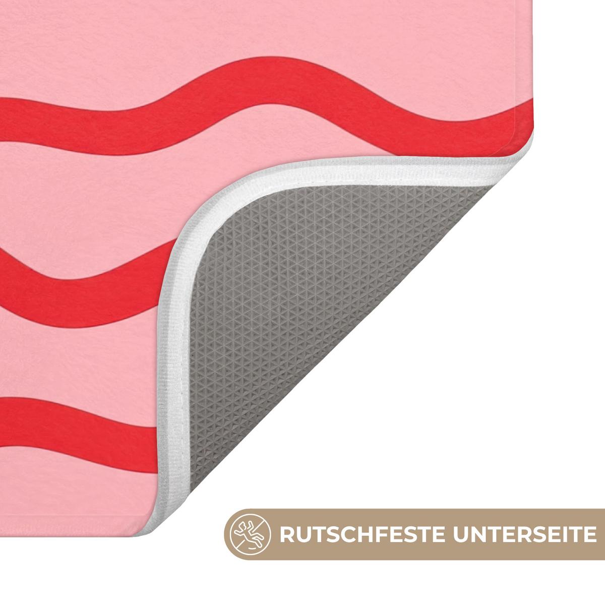 BADEMATTE Verspielt - Muster - Rot 120x60 cm - Rosa, Textil (120/60cm) - OnlyWow