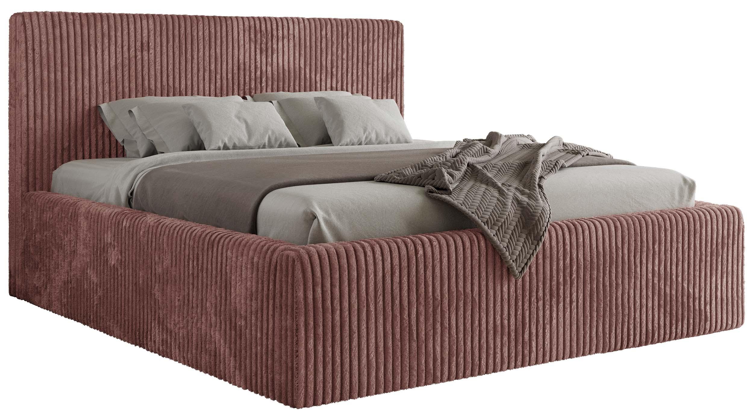 POLSTERBETT TILIANO CLASSIC 200/200 - Rosa Cord - ohne Matratze - Rosa, Textil (200/200cm) - MKS