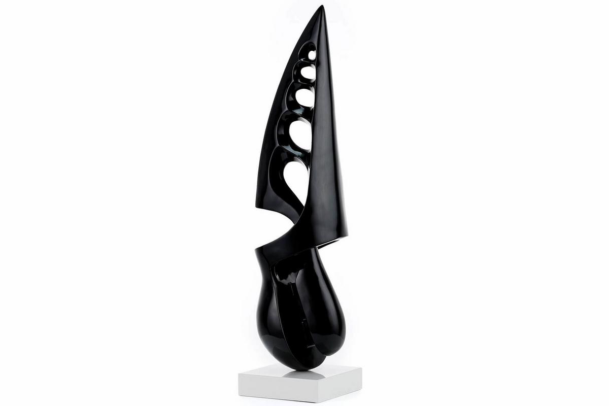 SKULPTUR Schwarz 15/56 cm - Schwarz, Stein (2.75/56/15cm) - KUNSTLOFT