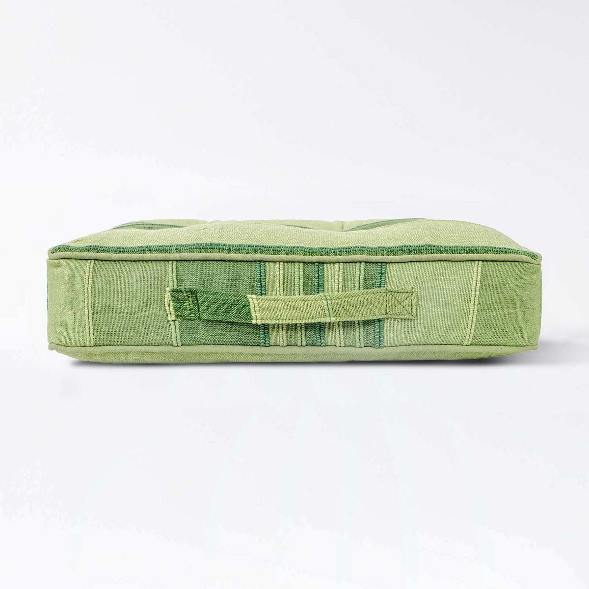 SITZKISSEN Morocco grün gestreift 40/40/8 cm - Grün, Textil (40/40/8cm) - Homescapes