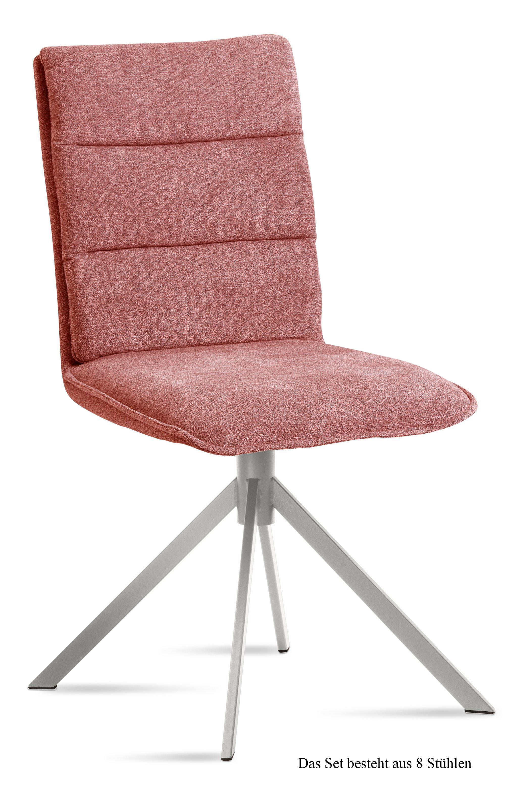 ESSZIMMERSTUHL (8er-Set) Dorota 47x92x60 Edelstahl/Rosewood - Edelstahlfarben/Dunkelrosa, Kunststoff (60/92/47cm) - 58aufmkessel