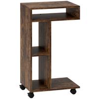 BEISTELLTISCH Couchtisch mit Rollen, 4 Regalen, Braun - Braun, Holzwerkstoff (40/30/69cm) - HOMCOM