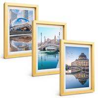 BILDER SET 3er Set - 20x30 cm Goldrahmen - Architektur von Städten am Wasser - Goldfarben, Kunststoff (20/30cm) - TULUP
