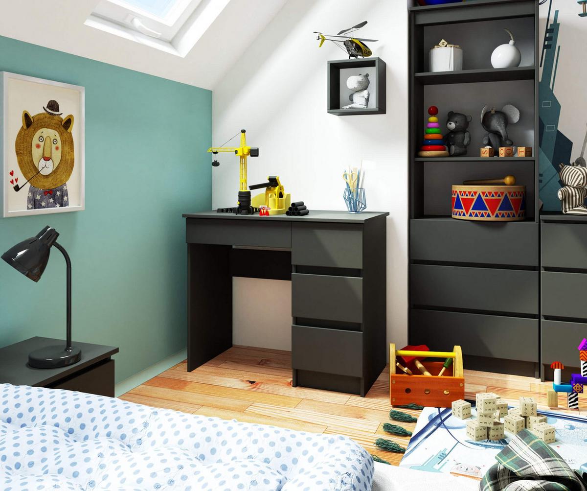 SCHREIBTISCH Graphit Grau 77/90/50 - Graphitfarben, Holzwerkstoff (135/50/77cm) - RAUMHIRSCH FURNITURE