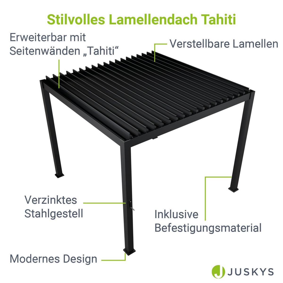 PERGOLA/ LAMELLENDACH Tahiti 3x3 m anthrazit - Anthrazit, Metall (300/240/300cm) - Juskys