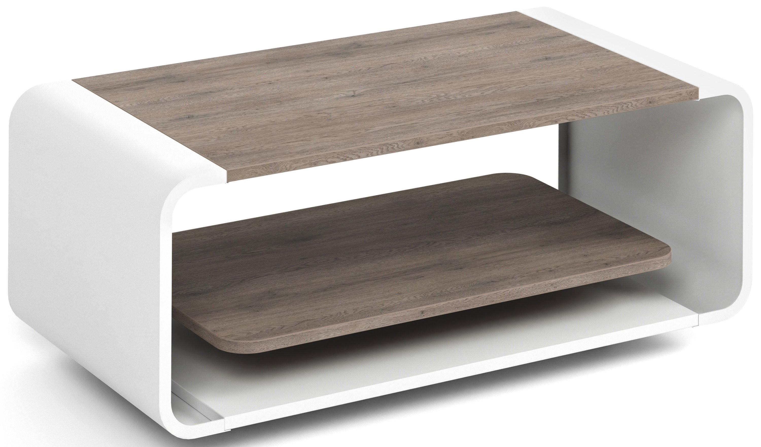 COUCHTISCH Sora in Cremona Cannolo Eiche mit abgerundetem weißem Metallgestell 100/50/41 cm - Greige/Schwarz, Holzwerkstoff (50/100/41cm) - WFL GROUP