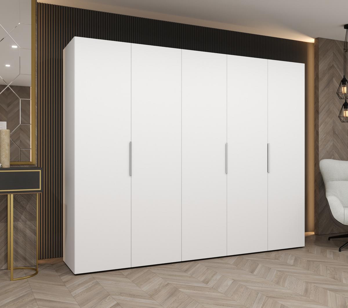 DREHTÜRENSCHRANK 202/250/52 5-türig - Kaschmir/Weiß, Holz (250/202/52cm) - MÖBEL KRYSPOL