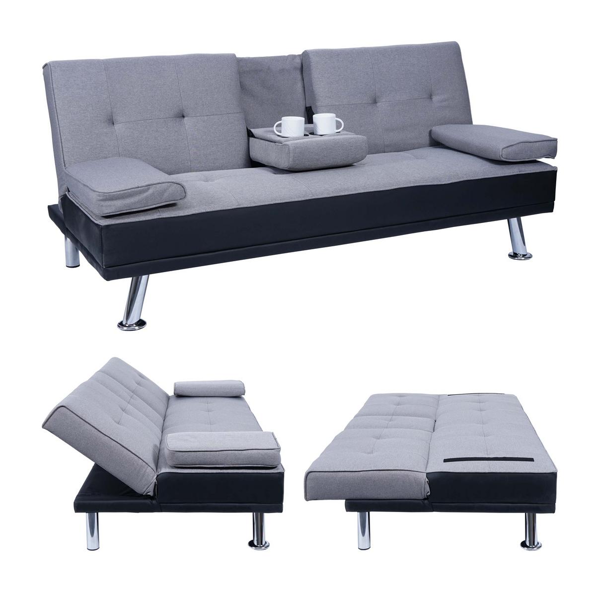 3-SITZER-SOFA Schwarz - Schwarz/Grau, Textil (166/77/81cm) - MCW