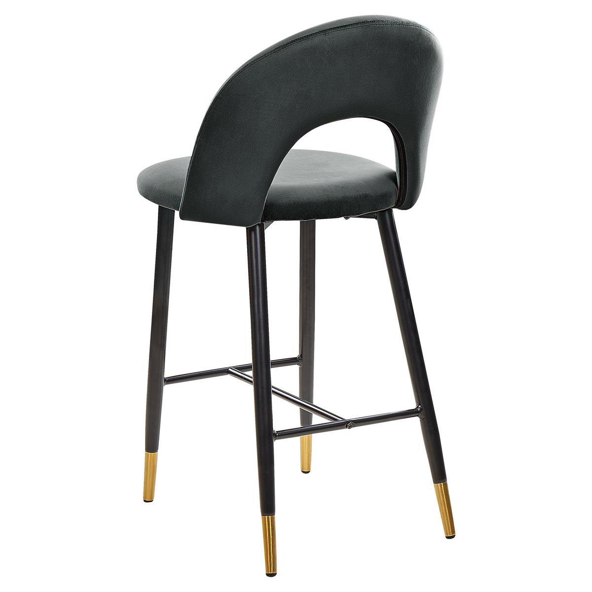 BARSTUHL 2er-Set Samtstoff Schwarz Falton - Schwarz, Textil/Metall (48/98/49cm) - Beliani