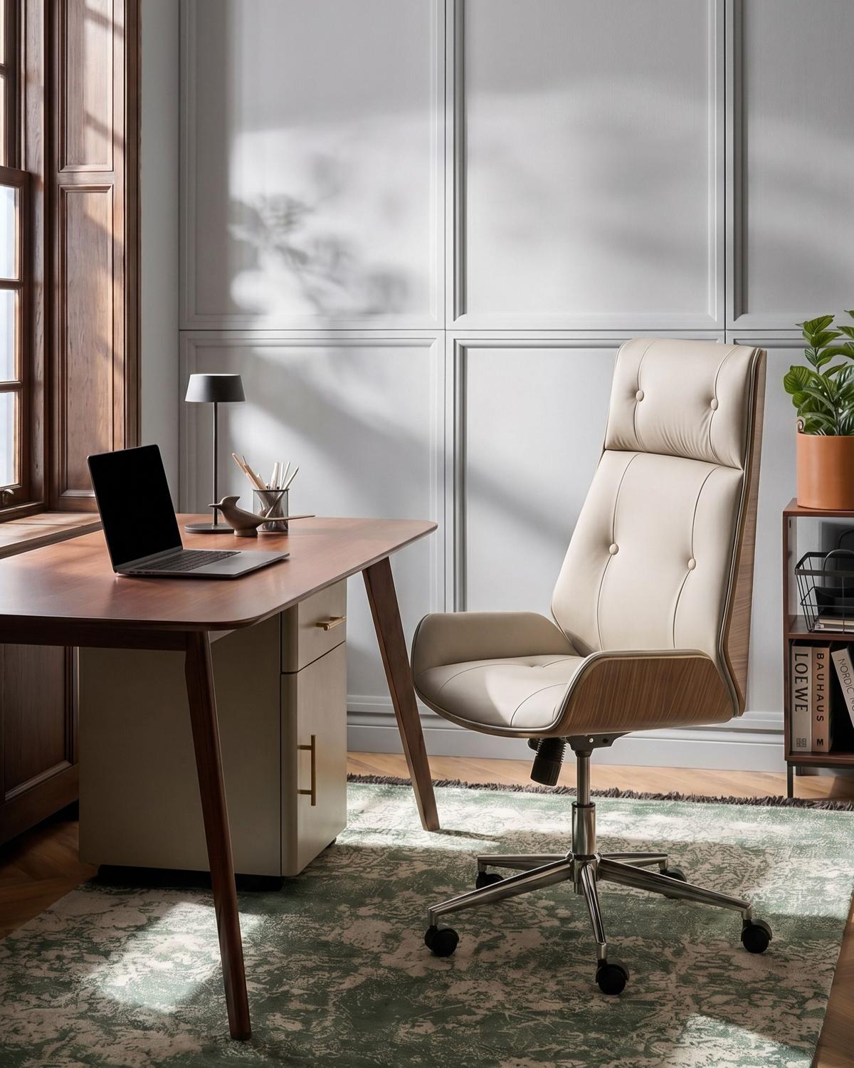 BÜROSTUHL Kunstleder Taupe Pliora - Taupe, Kunststoff (68/113/68cm) - Beliani