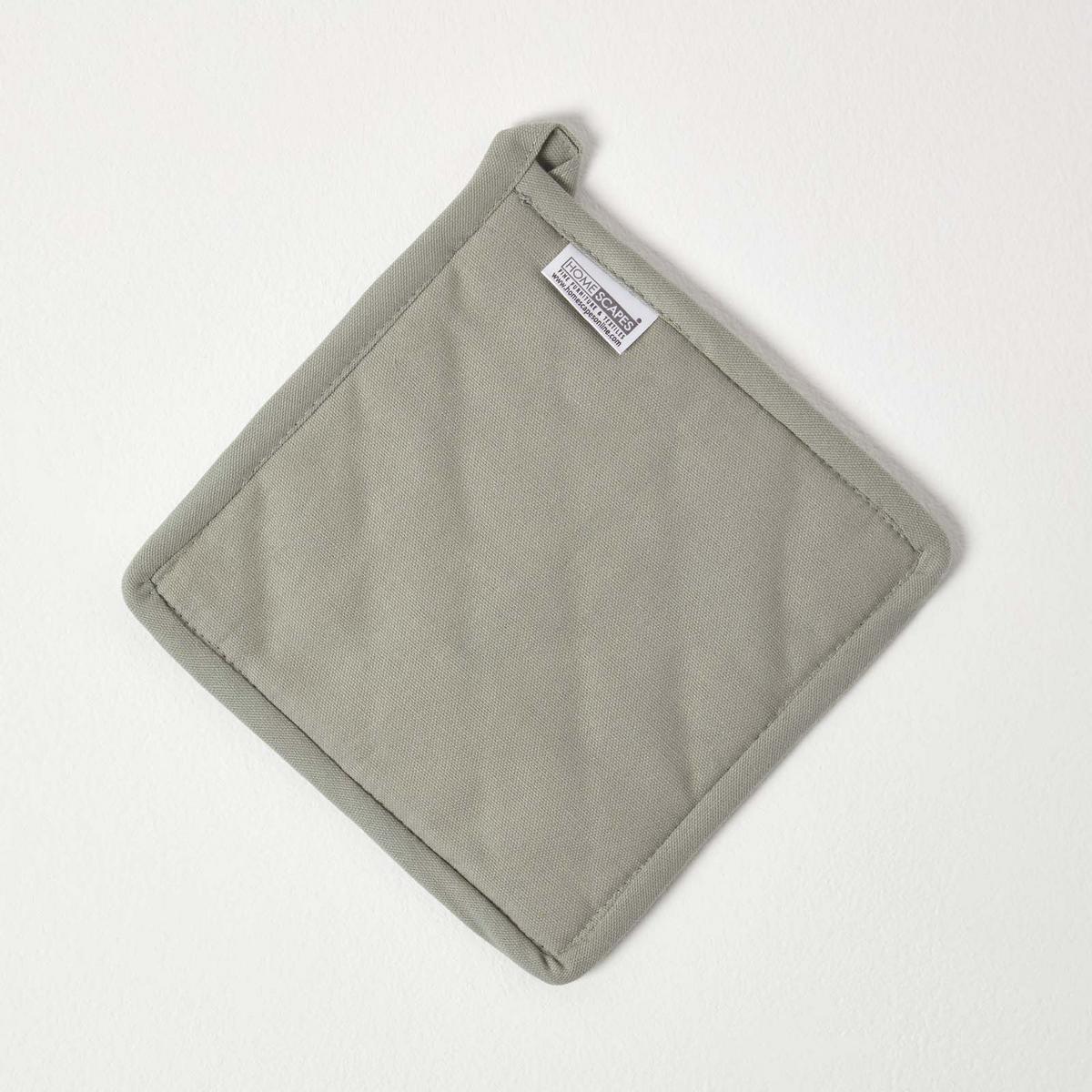 TOPFLAPPEN grau-weiß 20/20 cm, Baumwolle wattiert - Grau, Textil (20/20cm) - Homescapes