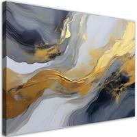 WANDBILD abstrakte marmorstruktur graues gold - Goldfarben, Textil (60/40cm) - Feeby