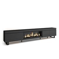 LOWBOARD, Tv-Schrank, mit Elektrokamin XXL, Schwarz, 288/35/57cm - Schwarz, Holzwerkstoff (288/57/35cm) - Skraut Home