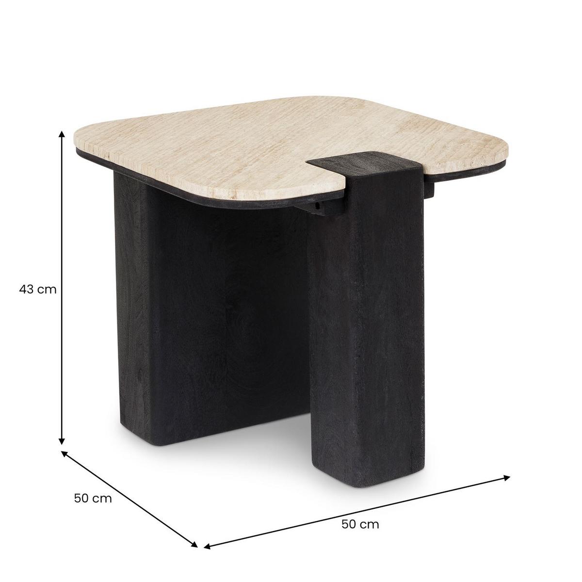 COUCHTISCHSET SURAT/DELHI 2er Set beige/schwarz - Beige/Schwarz, Holz/Naturmaterialen (60/100/27cm) - IDIMEX