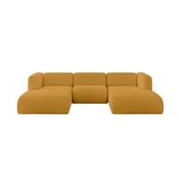 WOHNLANDSCHAFT MIRA-U1 317x179x70 Senfgelb Cord - Currygelb/Schwarz, Holzwerkstoff/Kunststoff (317/70/179cm) - ALTDECOR