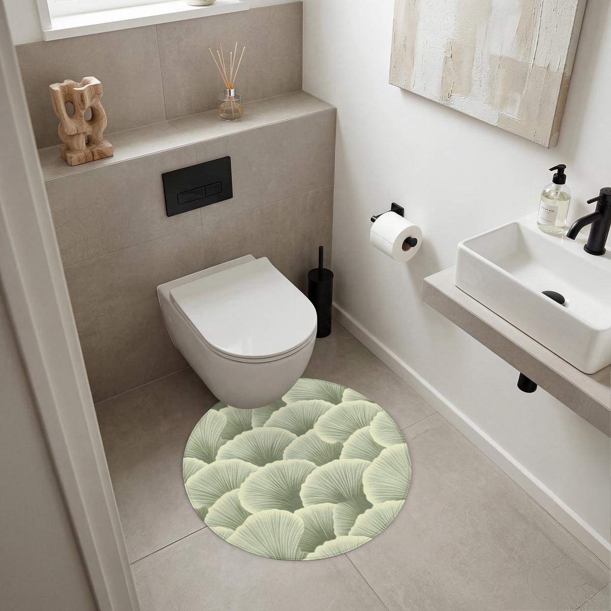 BADEMATTE Fächer - Blatt - Grün Badvorleger 70x70 cm - Pastellgrün, Textil (70/70cm) - OnlyWow