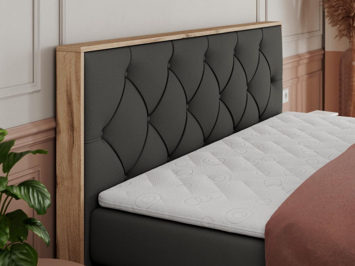 BOXSPRINGBETT VENETO KING 140/200 Dunkelgrau Kunstleder - H3 - Dunkelgrau, Holz/Textil (140/200cm) - MKS