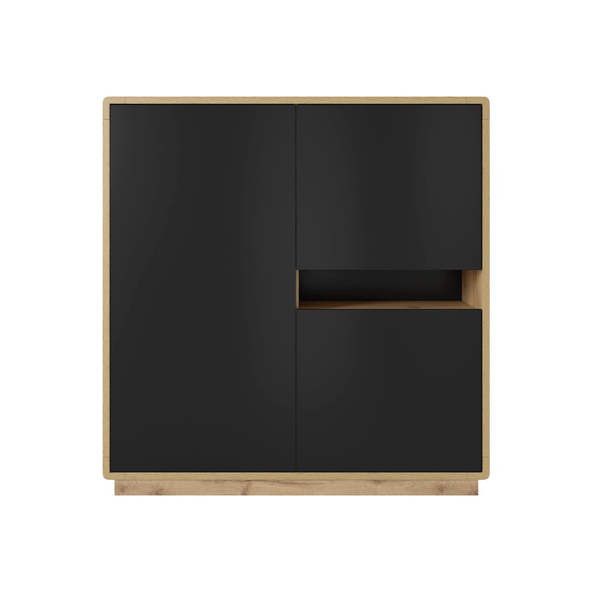 SIDEBOARD Raven Mattschwarz und Holz - Schwarz, Holzwerkstoff (121/126/40cm) - Petits-meubles