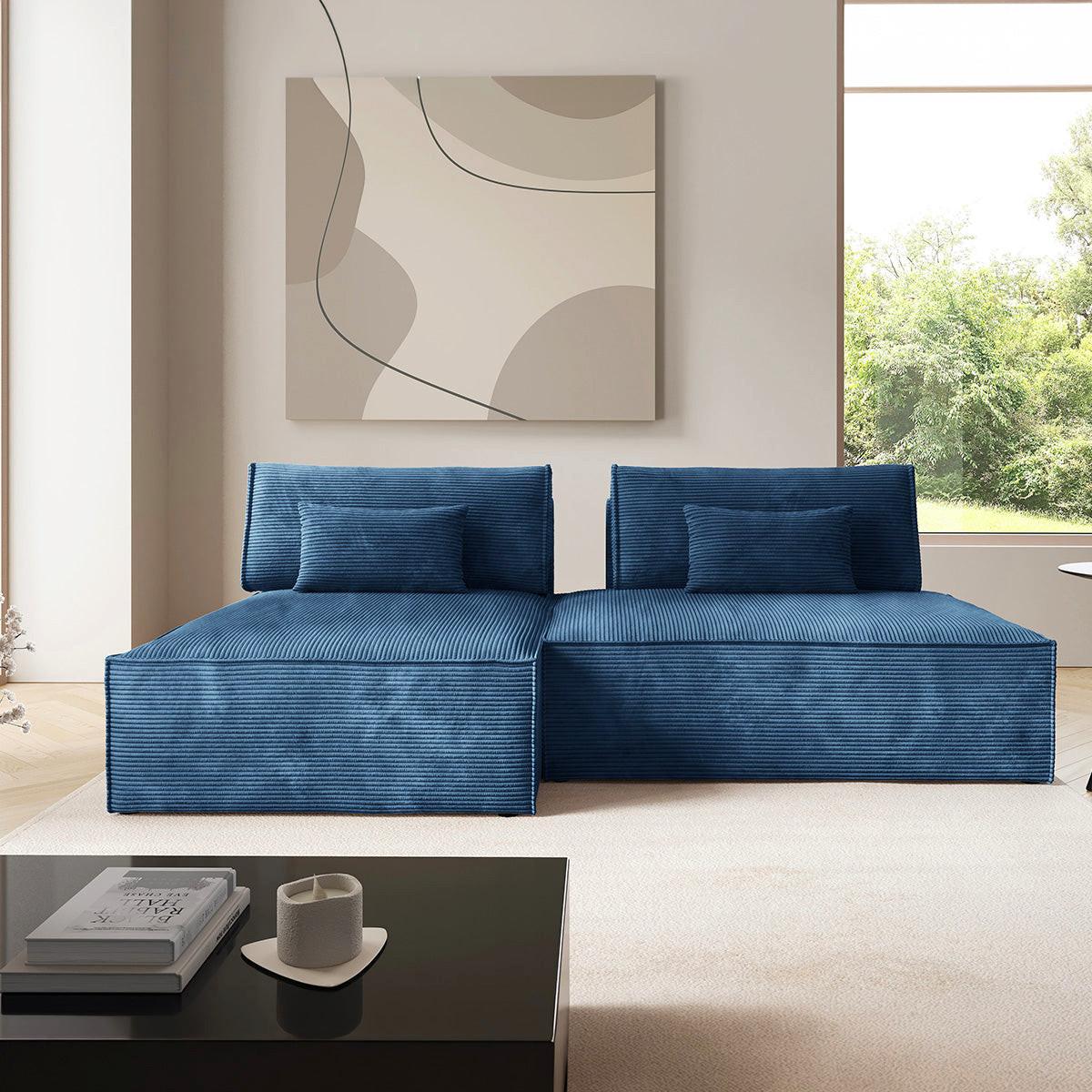 ECKSOFA Georgia Dunkelblau - Blau, Holz (236/148cm) - Petits-meubles