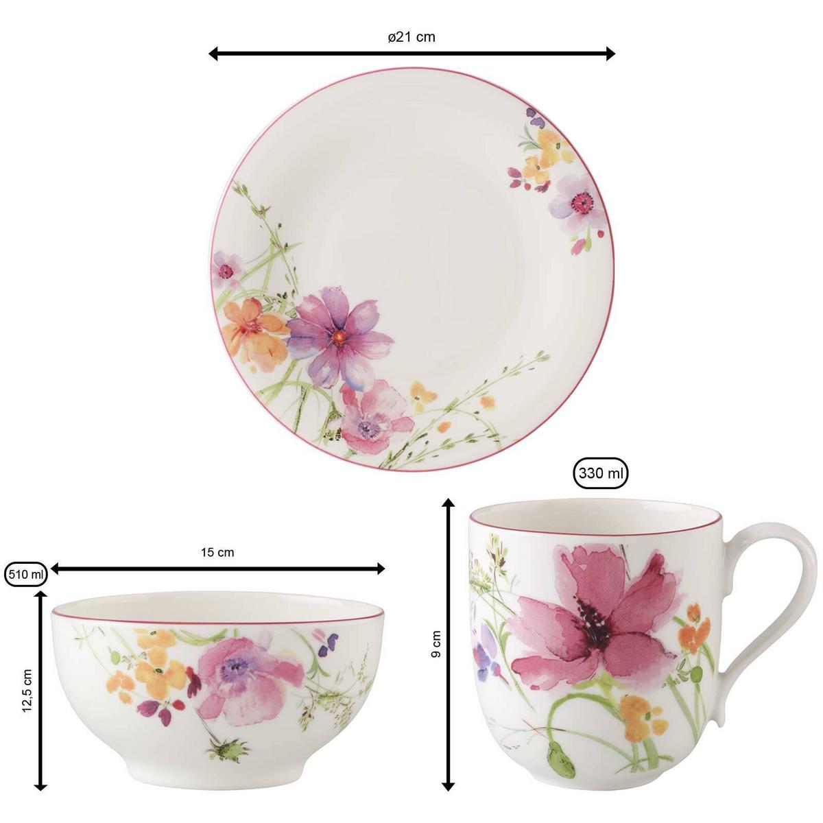 FRÜHSTÜCKS-SET Mariefleur Basic bunt - Multicolor, Keramik (2/2/2cm) - Villeroy & Boch
