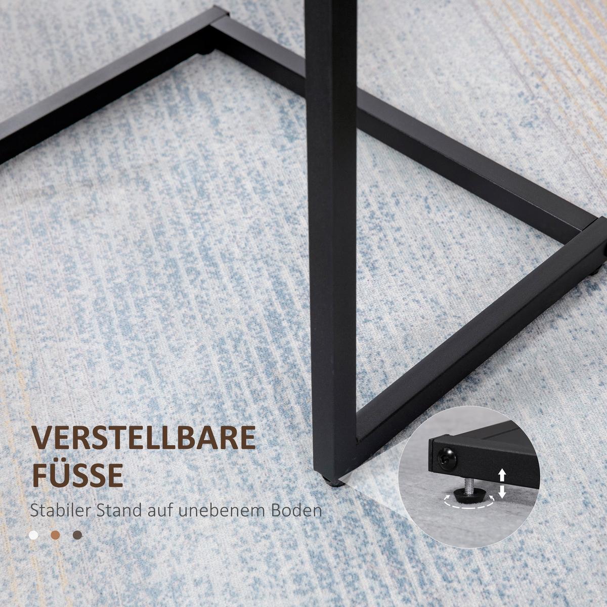 BEISTELLTISCH-SET Spanplatte Stahl Braun - Braun, Kunststoff (45/30/60cm) - HOMCOM