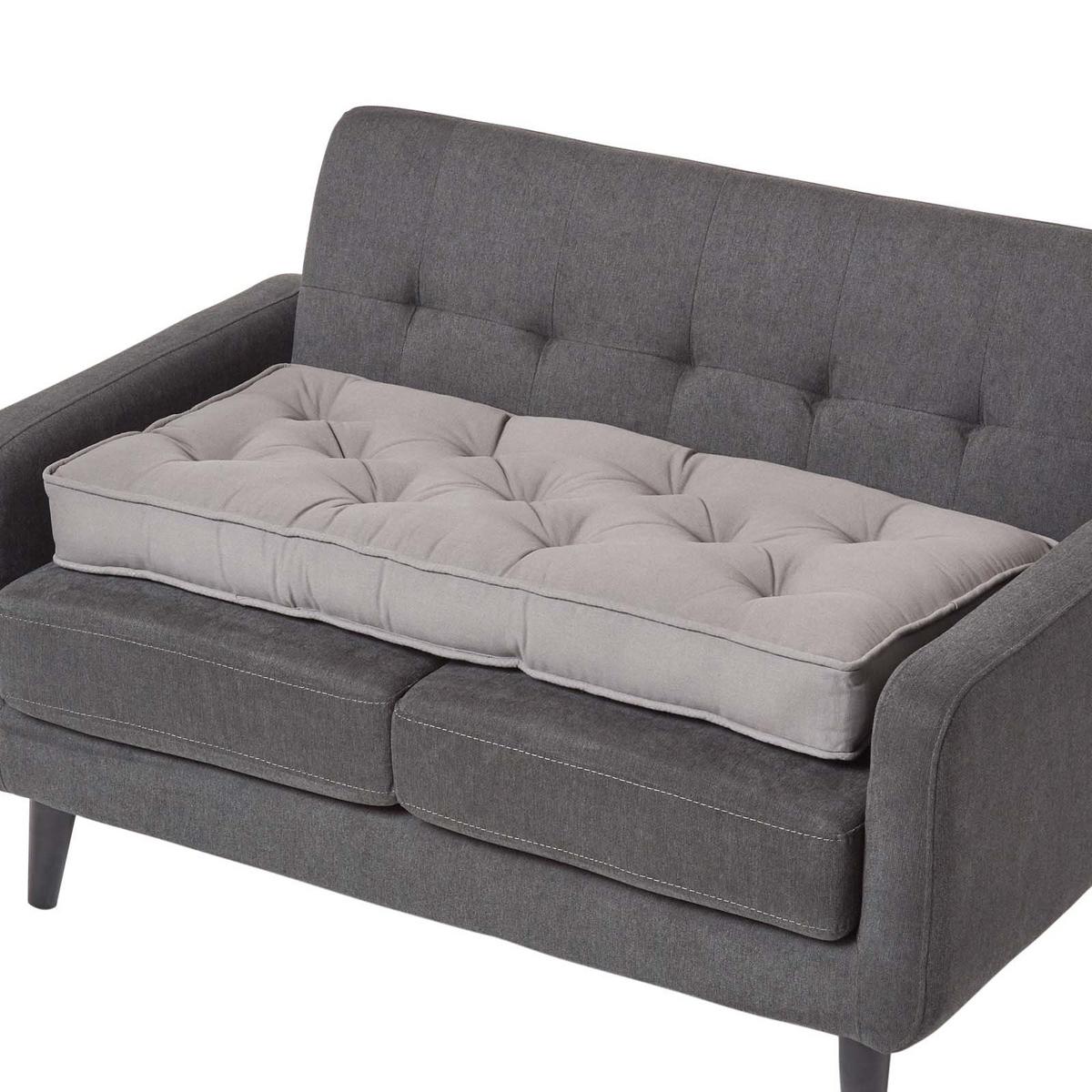 SITZAUFLAGE für Zweisitzer-Sofa 100 x 48 cm – dickes Sitzkissen grau - Grau, Textil (48/100/10cm) - Homescapes