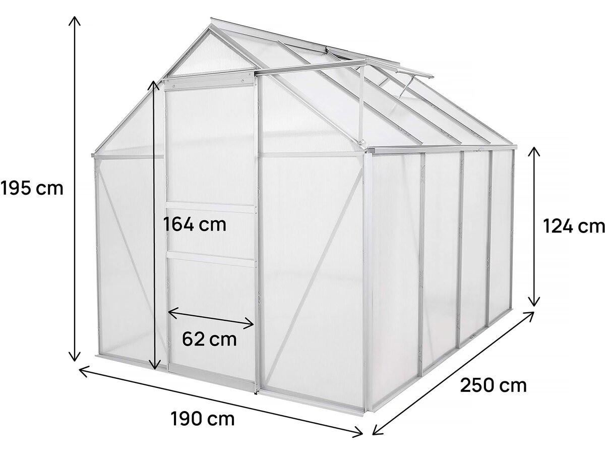 GEWÄCHSHAUS POLYCARBONAT basilic Grau - Grau, Metall (190/195/250cm) - Habitat Garten