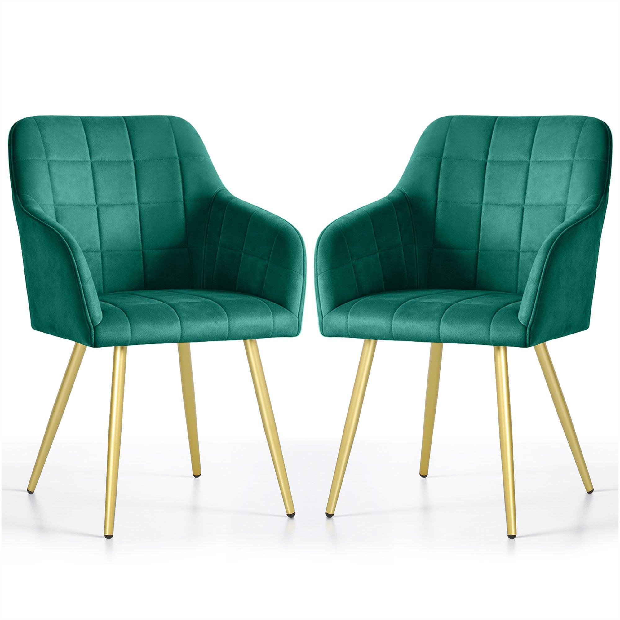 POLSTERSTUHL 2er Set, Metallbeine Grün, Gold 54/82/58 - Grün, Textil (54/82/51cm) - RAUMHIRSCH FURNITURE