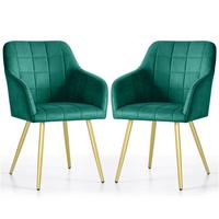 POLSTERSTUHL 2er Set, Metallbeine Grün, Gold 54/82/58 - Grün, Textil (54/82/51cm) - RAUMHIRSCH FURNITURE