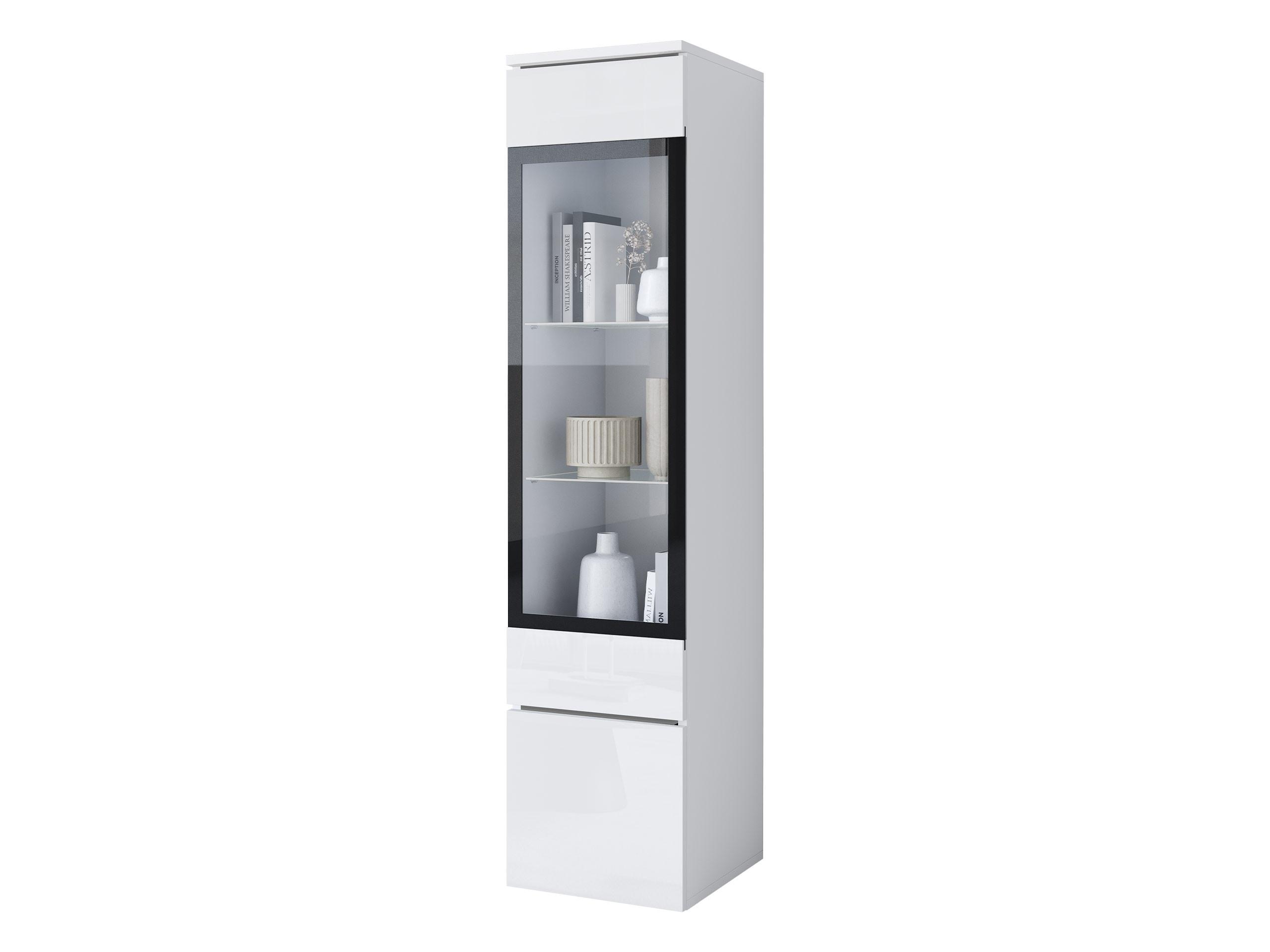 HÄNGEVITRINE Vera 002 mit LED Beleuchtung - Weiß Hochglanz/Alufarben, Holzwerkstoff/Kunststoff (30/130/33cm) - MIRJAN24