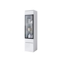 HÄNGEVITRINE Vera 002 mit LED Beleuchtung - Weiß Hochglanz/Alufarben, Holzwerkstoff/Kunststoff (30/130/33cm) - MIRJAN24