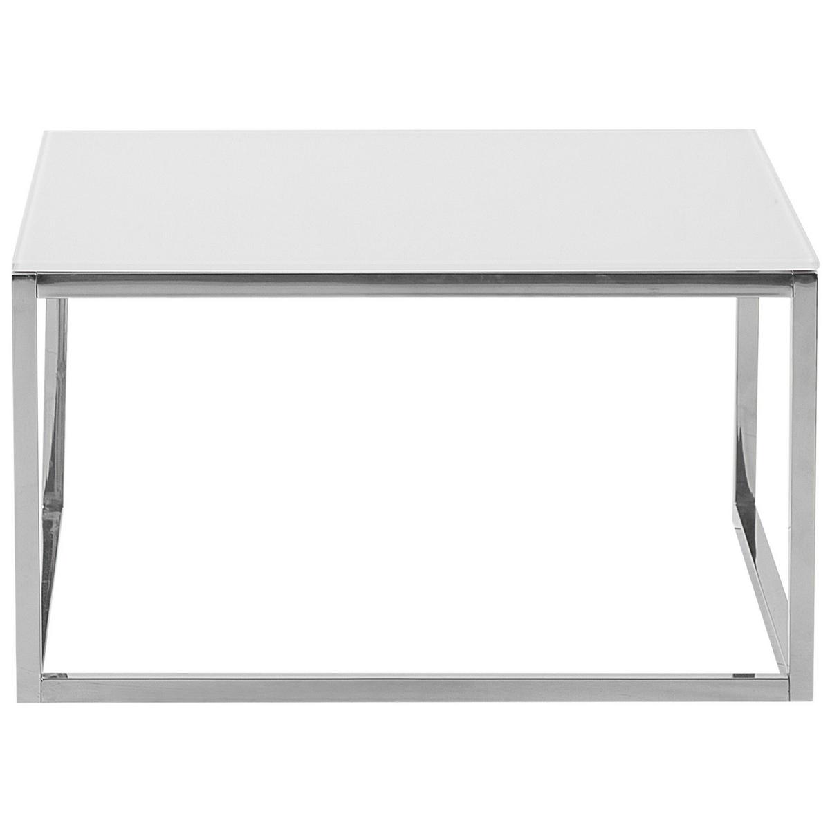 COUCHTISCH 2er-Set Quadratisch Weiß/Silber Brea - Weiß, Glas (60/60/35cm) - Beliani