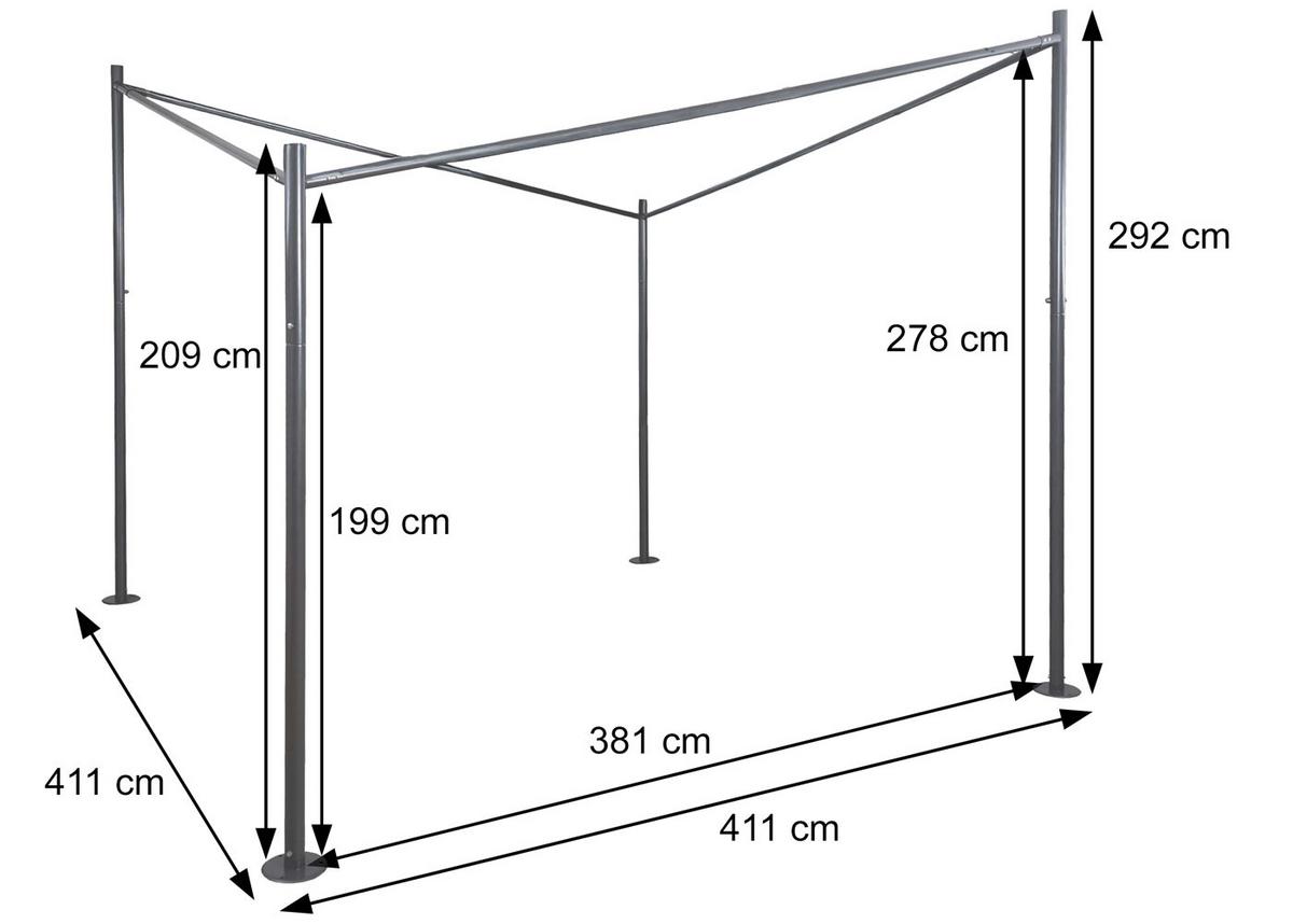 PERGOLA GESTELL Schwarz - Schwarz, Metall (411/292/411cm) - MCW