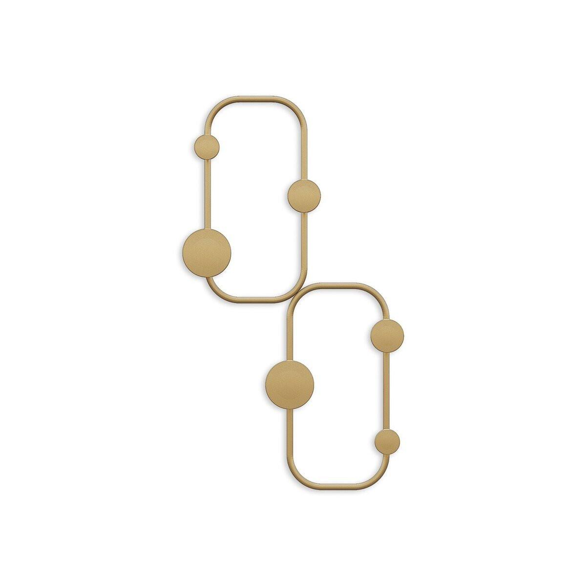 WANDGARDEROBE mit 5 Haken aus schwarzem Metall 26/5/48 cm - Goldfarben, Metall (5/48/26cm) - Calicosy