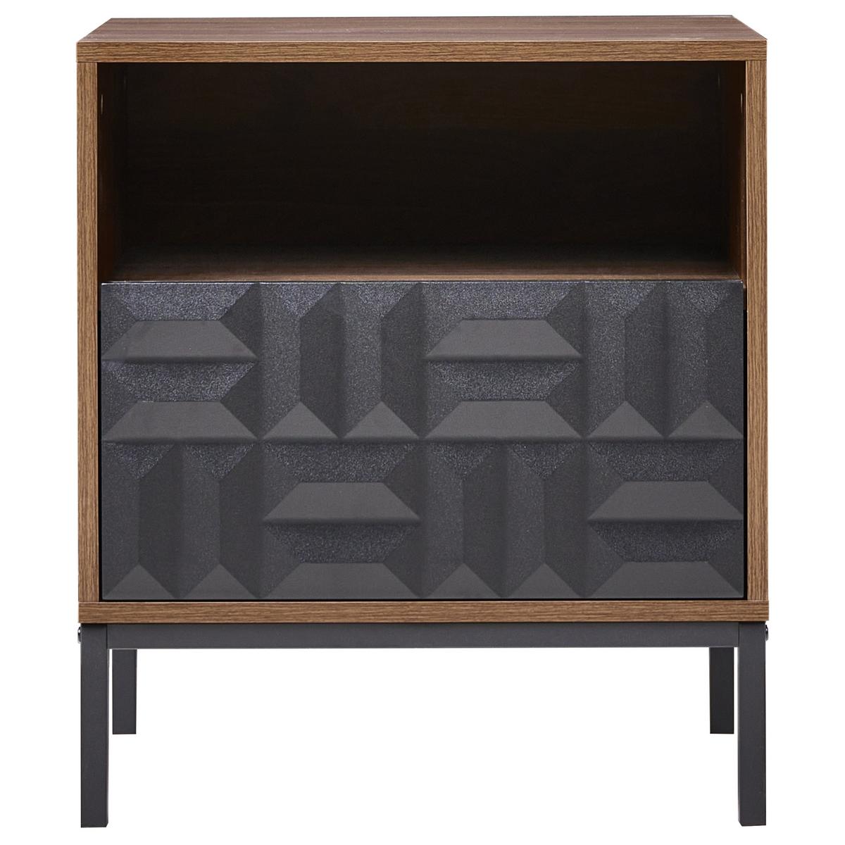 NACHTTISCH mit 1 Schublade Dunkelbraun Caraquet - Dunkelbraun, Holzwerkstoff (40/50/60cm) - Beliani