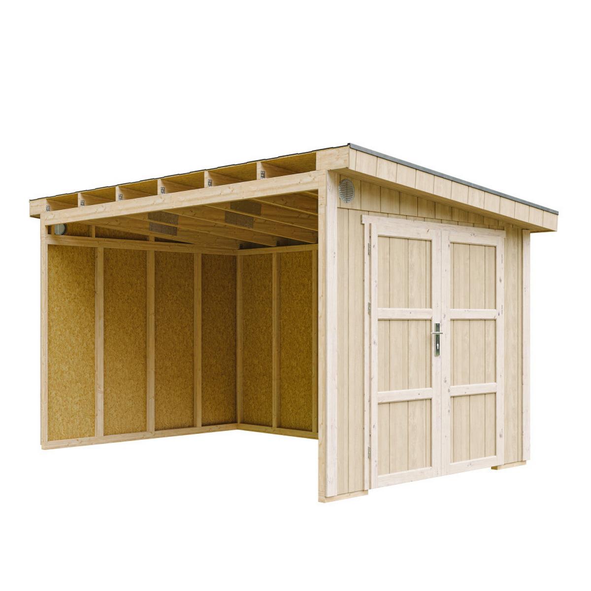 GARTENHAUS 8,68 m² - H231x248x412 cm - Ohne Boden und Seitenwand – M939B - Beige, Holz (236/231/368cm) - Timbela