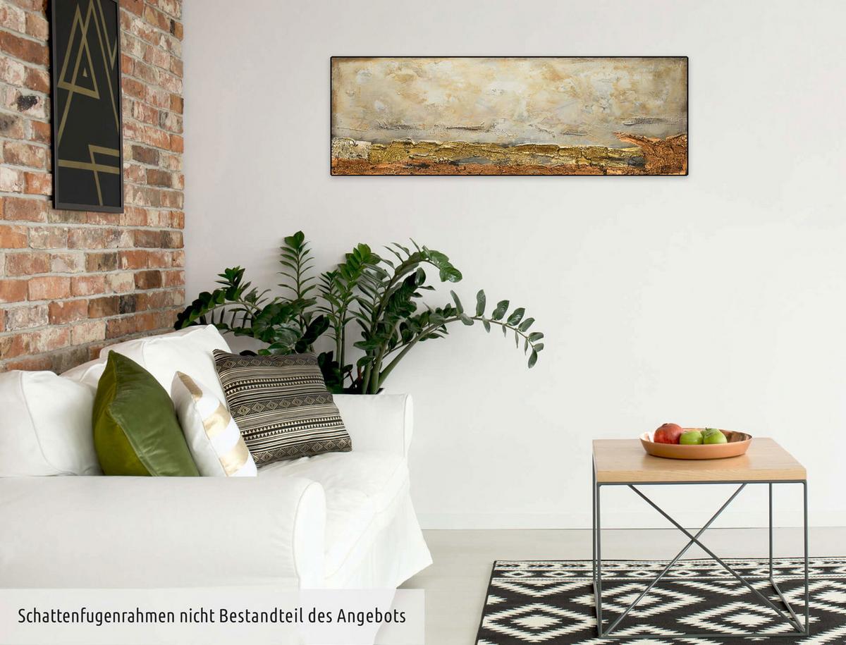 ACRYLBILD HANDGEMALT 120/40 cm - Weiß/Braun, Holz/Textil (120/40cm) - KUNSTLOFT