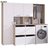 WASCHMASCHINENSCHRANK weiß, Eiche Jackson, Umbauschrank Set 3-teilig 204 cm mit viel Stauraum - Eichefarben/Silberfarben, Holzwerkstoff/Kunststoff (204/184/67cm) - Parisot Meuble