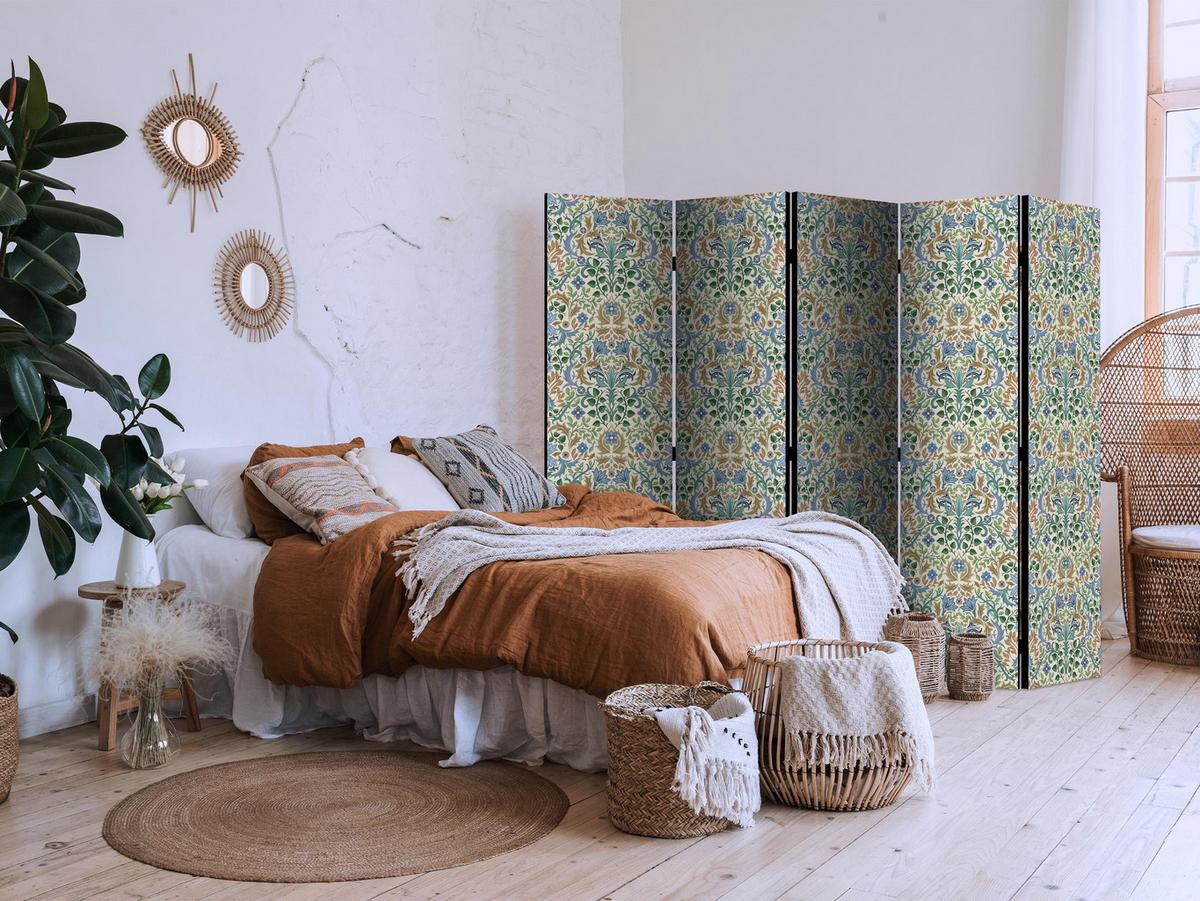 PARAVENT 5-tlg 225x172 cm Bunte Ornamente - Multicolor, Holz/Textil (225/172/3cm) - Muralo