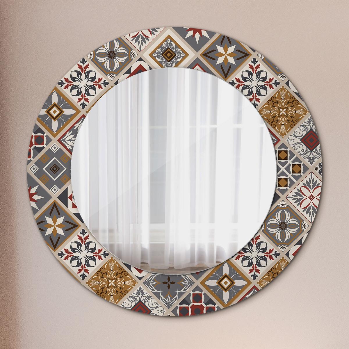 SPIEGEL Ø50 cm Rund mit Aufdruck - Multicolor/Grau, Glas (50/50/0.4cm) - TULUP