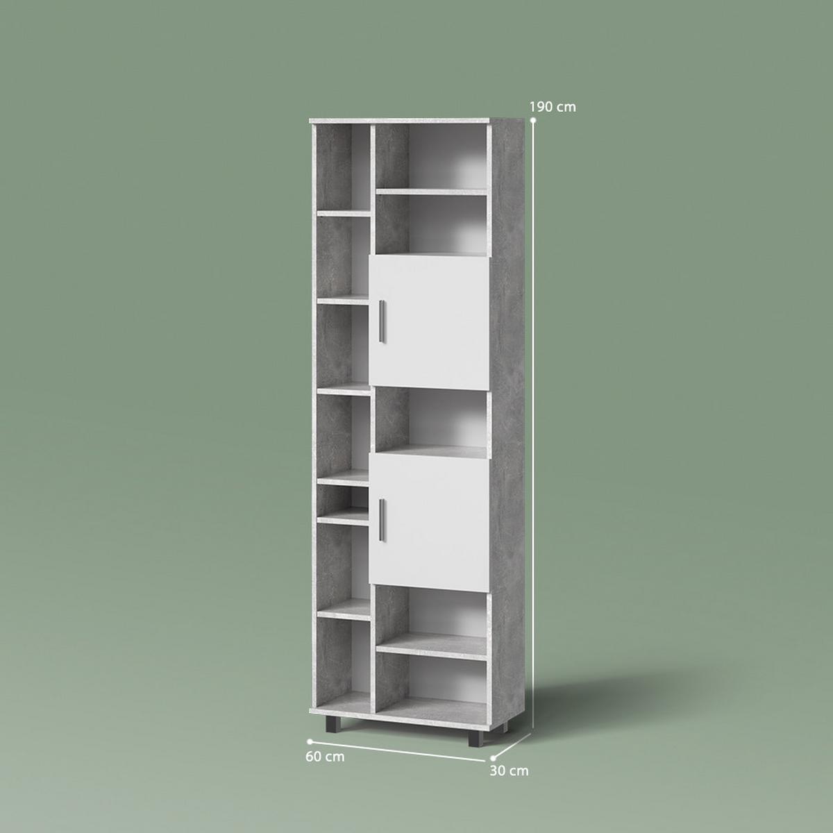 BADSCHRANK Eisak Beton 60 x 190 cm - Grau, Holzwerkstoff (60/190/30cm) - Livinity®